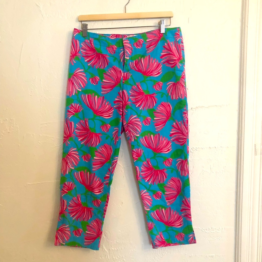 Lilly Pulitzer Originals Resort Fit Size 10 Neon Floral Tradewind Kissue Pant